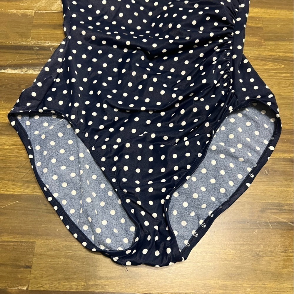 Sandcastle by Catalina Retro Pin Up Polka Dot One Piece Bikini Blue Vintage 12 - Picture 2 of 10